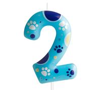 Blue Dog Paw Print Birthday Candles Number 2,Dog Paw Toppers Candles for Pet Puppy Cat Party,Decorations for Boys and Girls 2nd Birthday Party Supplies