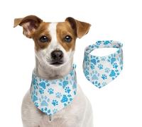 Blue Dog Paw Print Pattern,Dog Bandanas Cotton Pet Scarf Adjustable Bibs for Pet,S