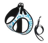 Blue Dog Paw Print Pattern,Pet Harness,Adjustable Reflective Dog Harness,Pet Leash Vest,M
