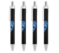 Blue Dolphins Pens Retractable Ballpoint Pen Work Ball Points Writing Supplies Home Office 4 PCS