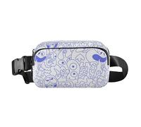 Blue Doodle Monsters Aliens Fashionable Waist Pack Crossbody Bag for Women Men Teenagers Waterproof Croose Body Purse with Adjustable Strap for Travel Vacation Running, Blue Doodle Monsters, One Size