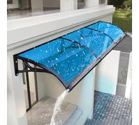 Blue Door Awning Canopy - UPF 50+ Polycarbonate Protection Weather-Resistant Easy Install Aluminum Bracket for Entrance & Patio 100x320cm/39x126in Outdoor Upgrade