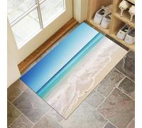 Blue Door Mats Indoor, Ocean Beach Front Door Mat, Nature Sea View Machine Washable Mat, 45x75 cm Super Soft Non Slip Doormat, Absorbent Floor Mats Heavy Duty Entrance Rug