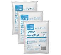 BLUE DOT 25g Cotton Wool ROLL (30CWR025),White (Pack of 3)
