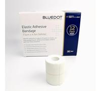 Blue Dot Elastic Adhesive Bandage 12-Rolls, 7.5 cm x 4.5 Meter Size, White