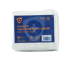 Blue Dot Gauze Swabs 7.5cm x 7.5cm (Pack of 100)