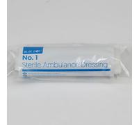 Blue Dot No. 1 Sterile Flow Wrapped Ambulance Dressing Pad, 12 cm Length x 10 cm Width