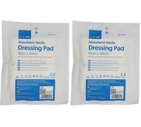 Blue Dot Sterile Absorbent Dressing Pads, 10cm x 20cm Size, Pack of 2