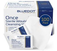 Blue Dot Sterile Saline Wipes 100 Pack: Alcohol-Free, Gentle & Hygienic: Wound Cleansing, Eye Wipes, First Aid, Piercings, Tattoo