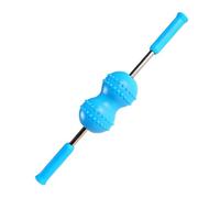 Blue Double Ball Neck Roller Massage Stick for Muscle Relief | Plastic Handheld Design, Manual Trigger-point Use, On-the-go Relaxation, Home Desk Breaks, No Electricity Needed