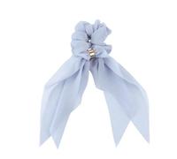 Blue Double-layer Cloth Hair Tie with Buckle Bowknot for Lady | Elastic Band, Ponytail Holder for Everyday Wear, Girl Friend Use, Ribbon Detail