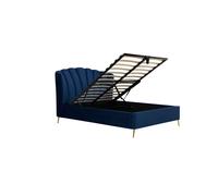 Velvet Fabric Ottoman Bed Frame Storage Birlea Lottie Birlea Mid Blue Double