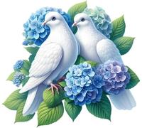 Blue Dove Bird Vinyl Decals, Floral Stickers for Walls, Phone and Suitcases | Cover Marks, Opaque Finish, No White Edges, Weatherproof, UK Manufactured, Flower Design, Use on Bins, Cars, Laptops and Cups