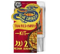 Blue Dragon 3 Step Thai Red Curry Kit 253g | Medium Spice | Serves 2 | Authentic Flavour Meal Kit Including Curry Paste, Coconut Milk & Seasoning