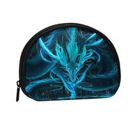 Blue Dragon and Girl Coin Purse Shell Mini Pouch Wallet Change Bag for Women Girls Kids