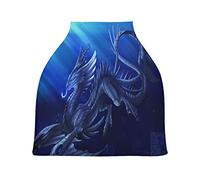 Blue Dragon Art Stretchy Baby Car Seat Cover,Canopy Nursing Covers,Soft Breathable Windproof Scarf Changepad for Winter Infant Breastfeeding Boys