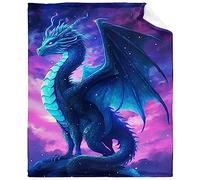 Blue Dragon Blanket Gift for Adults - Soft Flannel Throw for Living Room, Sofa, Couch Decor - Dragon Lovers Gift for Women, Men, Girls, Boys - 60"x80"