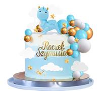Blue Dragon Cake Topper with Slip-On Style Cupcake Decoration Baby Shower Equipment in Pink Birthday and Party Decoration for Dragon Theme