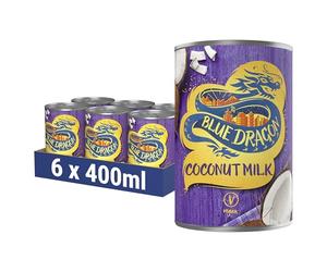 Blue Dragon Coconut Milk 400ml | 6 pack | Rich & Creamy | Stir Into Curries, Soups & Sauces | Suitable For Vegans