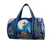 Blue Dragon Full Moon Quilted Duffel Bag Stylish Large Overnight Travel Bag Durable Weekender Gym Bag (16 x 8 x 8 inches)