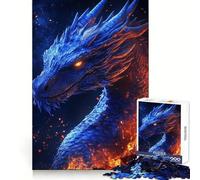 Blue Dragon in Flames 1000 Piece Jigsaws for Teenagers Puzzle Clear Thinking Mindful Escape Firm Interlock Unique Gift (50X75CM)