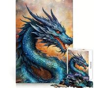 Blue Dragon in Flowers 1000 Piece Jigsaw Puzzles for Adults Jigsaw Intellect Fun Slow Leisure Exact Edges Great Gift (38X52CM)
