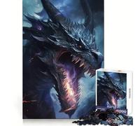Blue Dragon Purple Fire Jigsaw Puzzles for Adults 1000 Piece Thought Training Slow Leisure Uniform Cut Xmas Present (38X52CM)