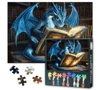 Blue Dragon Puzzles for Adults 1000 Pieces, Ancient Book in Library Jigsaw Puzzles, Adult Puzzle for Adults, Educational Fun Games or Toys for Elders Friends 20X27 INCH
