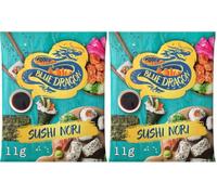 Blue Dragon Sushi Nori 11g | 5 Sheets | Authentic Dried & Roasted Seaweed | Suitable for Vegans (Pack of 2)