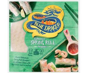 Blue dragon Vietnamese Rice Spring Roll Wrappers. 15 to 17 8" sheets. Gluten Free. Vegan. For Gyoza's, Wonton's Dumpling Pastry, Spring Roll Pastry, Substitute for Duck Pancakes. 134g