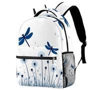 Blue Dragonflies Flying around Dandelions Pattern Backpack Rucksack for Girls Boys Schoolbag for Elementary Middle Students