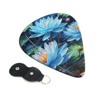 Blue Dragonfly And Lotus Guitar Picks 6-Pack - Pick Set (0.46mm / 0.71mm / 0.96mm) Suitable For Guitar And Ukulele Playing