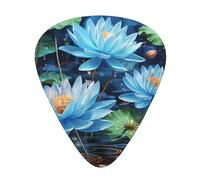 Blue Dragonfly And Lotus Guitar Plectrums, 12 Pcs Lightweight Guitar Plectrums, 0.46mm/0.71mm/0.96mm Thickness For Acoustic Guitar Acoustic Electric Guitar Ukulele Bass