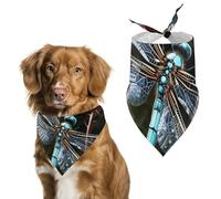 Blue Dragonfly Dog Bandanas for Feeding Grooming, Triangle Pet Bibs Washable Pets Scarf for Cats & Dogs
