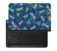 Blue Dragonfly Passport Cover Family Printed Leather Passport Holder Minimalist Front Pocket Slim Travel Wallet Cover Case Lightweight Credit Card Holder for Women Men