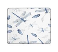 Blue Dragonfly Pattern Mouse Pad, Elegant Nature-Inspired Non-Slip Washable Mousepad for Home and Office, Perfect Choice for Spring and Summer Square 9.4"x7.9"
