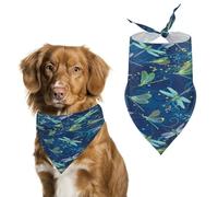 Blue Dragonfly Pet Scarfs Funny Adjustable Cat Scarves Washable Decorative Pet Triangle Bibs Bandanas for Medium Dog Pets for Pet Daily Wear Parties Modeling