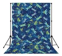 Blue Dragonfly Print Backdrop For Photoshoot, Photo Backdrop Background Curtain For Photography Portraits(No Stand)