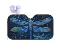 Blue Dragonfly Print Car Windshield Sun Shade, Foldable Foil Sun Shade Car Windshield Cover All Weather Universal Fit Auto Car Trunk SUV, 140x76 CM
