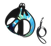 Blue Dragonfly Print Dog Harness,Pet Leash Vest For Small To Medium Dogs,Perfect For Outdoor Adventures