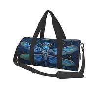 Blue Dragonfly Print Travel Duffel Bag Large Foldable Round Travel Carry on Bag with Adjustable Shoulder Strap for Weekender Overnight Flight Hospital Sports