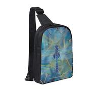 Blue Dragonfly Printed Chest Bag Sling Bag for Men Women, Waterproof Crossbody Backpack Men Bag for Runner Workout Hiking Cycling Travel