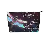 Blue Dragonfly Printed Make up Bag for Women Corduroy Makeup Bags Zipper Travel Cosmetic Bags Pouch Organizer