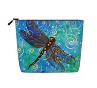 Blue Dragonfly Printed Make up Bag for Women Makeup Bags Zipper Travel Cosmetic Bags Pouch Organizer