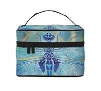 Blue Dragonfly Printed Makeup Bag Travel Cosmetic Bags for Women Cosmetic Storage Bag Zipper Toiletry Bag Organizer with Handle