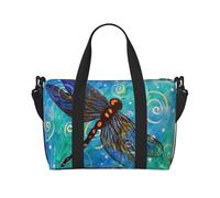 Blue Dragonfly Printed Travel Duffel Bag for Women Men - Weekend Overnight Bags with Adjustable Shoulder Strap and Handle