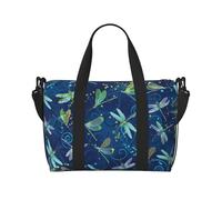 Blue Dragonfly Printed Travel Duffel Bag for Women Men - Weekend Overnight Bags with Adjustable Shoulder Strap and Handle
