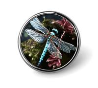 Blue Dragonfly Round Badge for Men Women, Durable & Stylish Lapel Pins, Lightweight Metal Badges for Shirts, Jackets, Hats