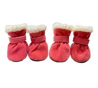 Blue Dream Island 4 PCS Winter Dog Shoes,Thickened Warm Dog Artificial Lamb Anti-Slip Silent Soft Boots Cold Weather Pet Paw Protectors for Samll Medium Dogs_XL(Pink)