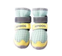 Blue Dream Island 4PCS Long Top Dog Boots with Reflective Strips,Adjustable Breathable Mesh Double Fixed Dog Paw Protectors Non-Slip Sole Dog Indoor Outdoor Walking Shoes_6#(Green)